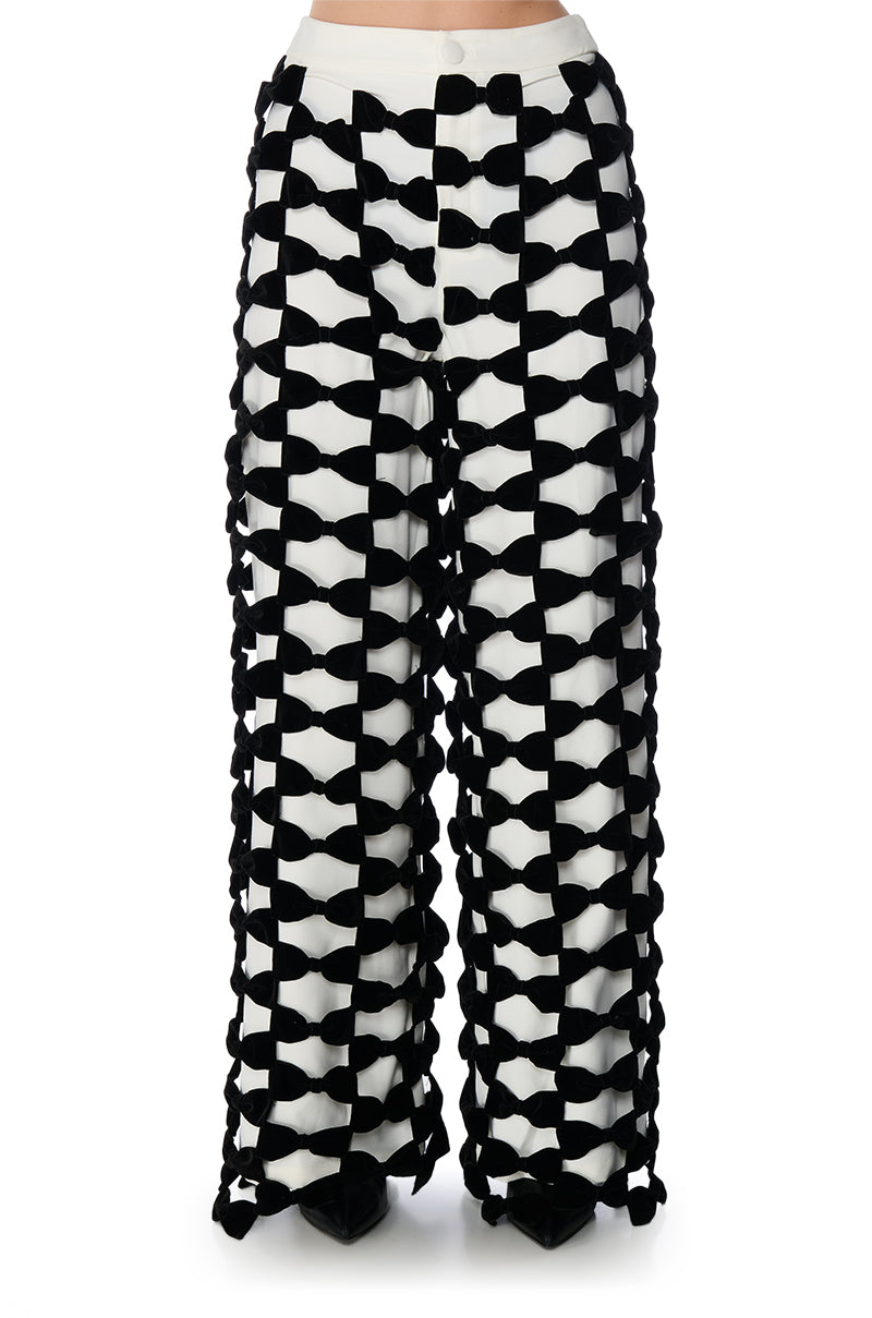 OPAL ALL OVER BOW DETAIL WIDE LEG PANT
