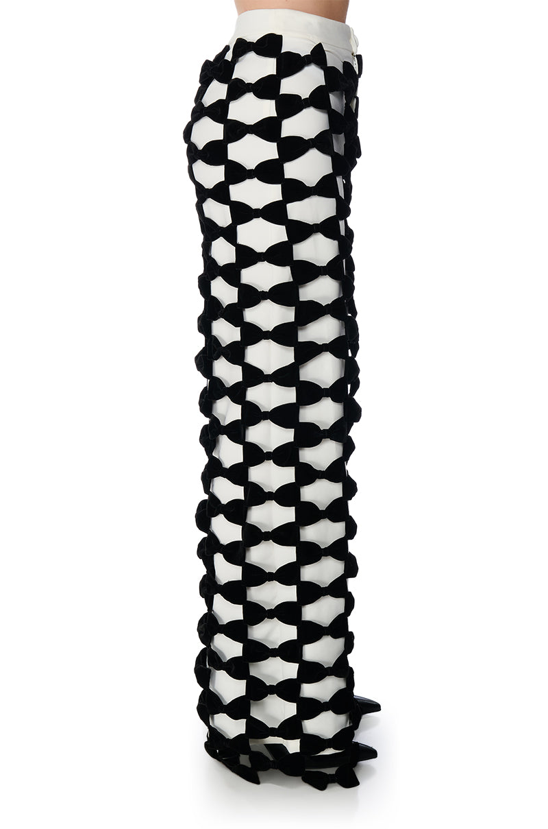 OPAL ALL OVER BOW DETAIL WIDE LEG PANT