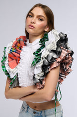 OVER AND OVER PLAID RUFFLE TOP