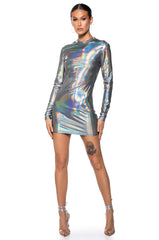 PARTY IN THE BACK METALLIC MINI DRESS