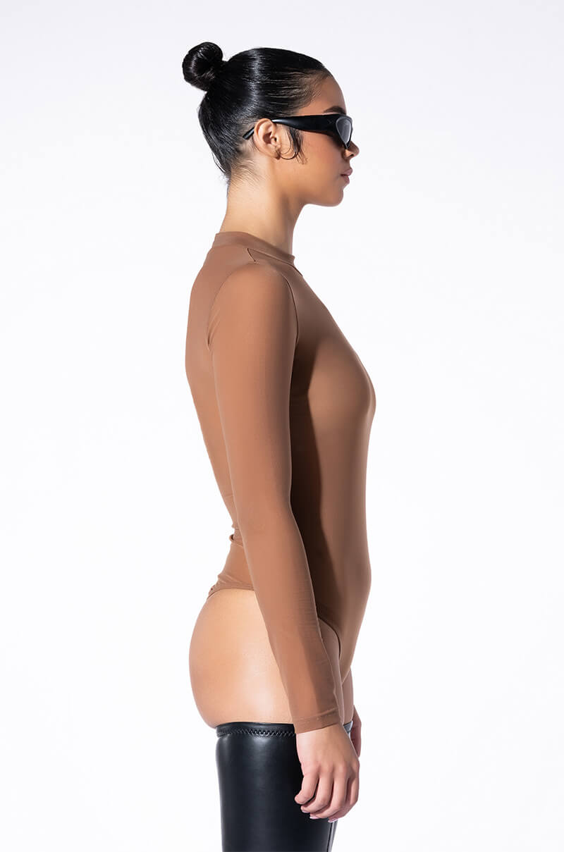 PAXTON SEXY MESH LONG SLEEVE BODYSUIT