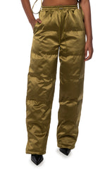 PUT U ON WIDE LEG SATIN PUFFER PANT