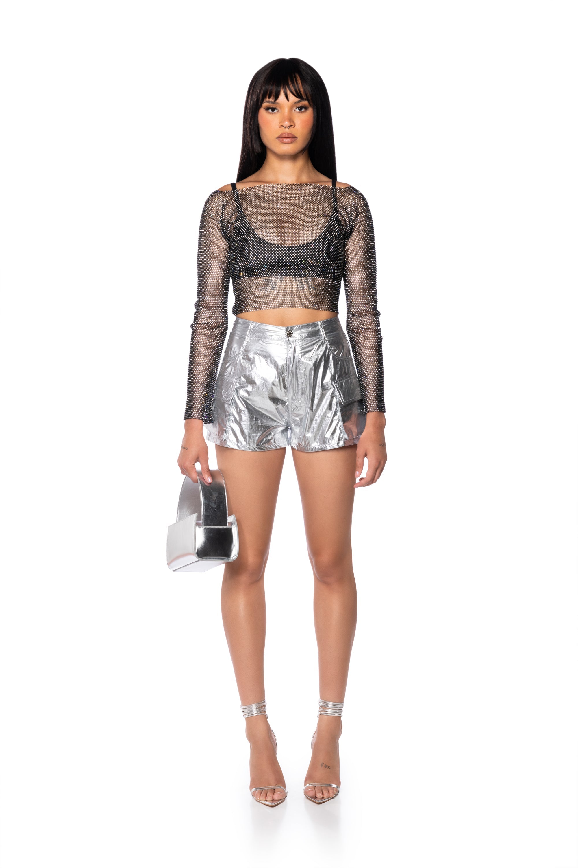 PIPER RHINESTONE TOP IN BLACK