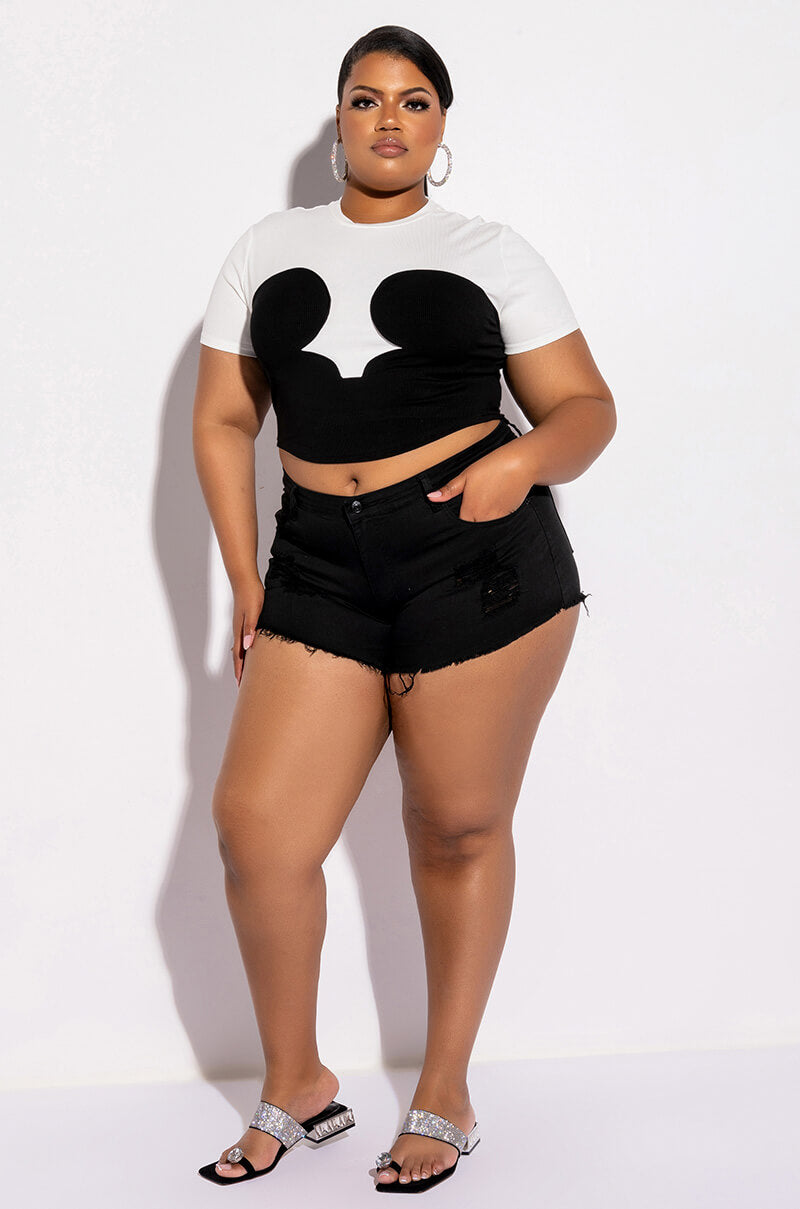 PLUS BELLA VITA DISTRESSED DENIM SHORT