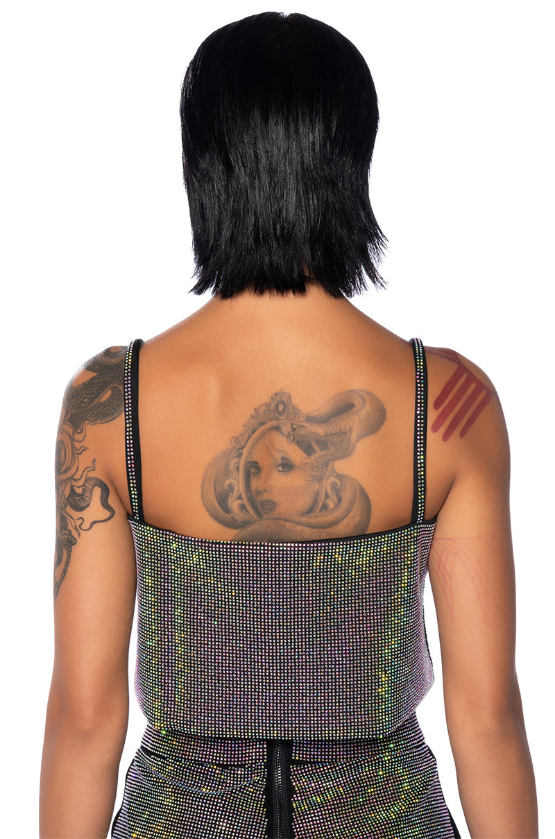 POP STAR HOT FIX RECTANGLE CROP TOP