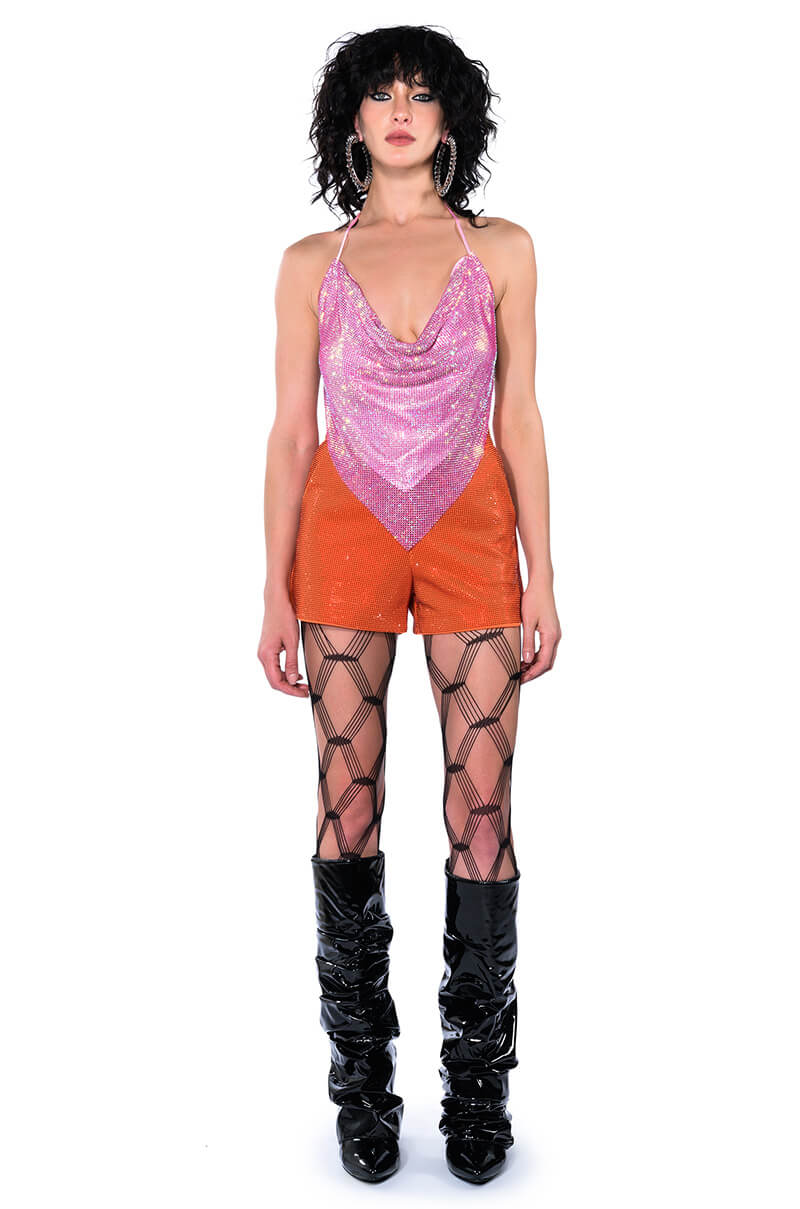 POP STAR SHINE BRIGHT RHINESTONE HOT SHORT