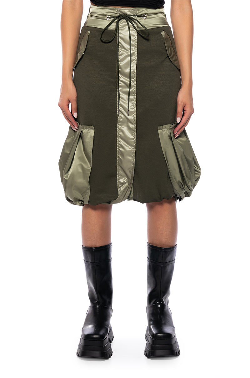 QUINCY COLOR BLOCKED MIDI SKIRT