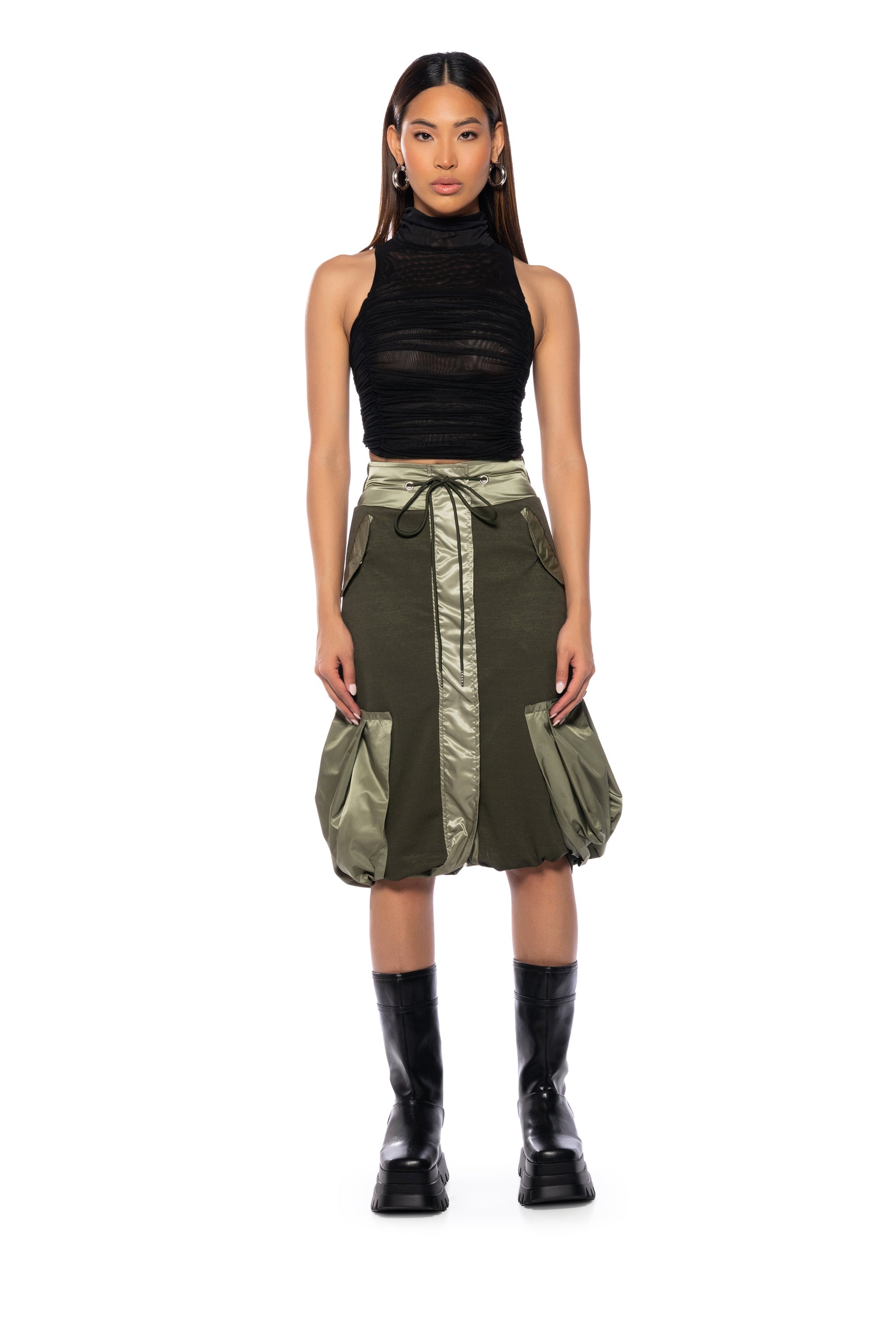 QUINCY COLOR BLOCKED MIDI SKIRT