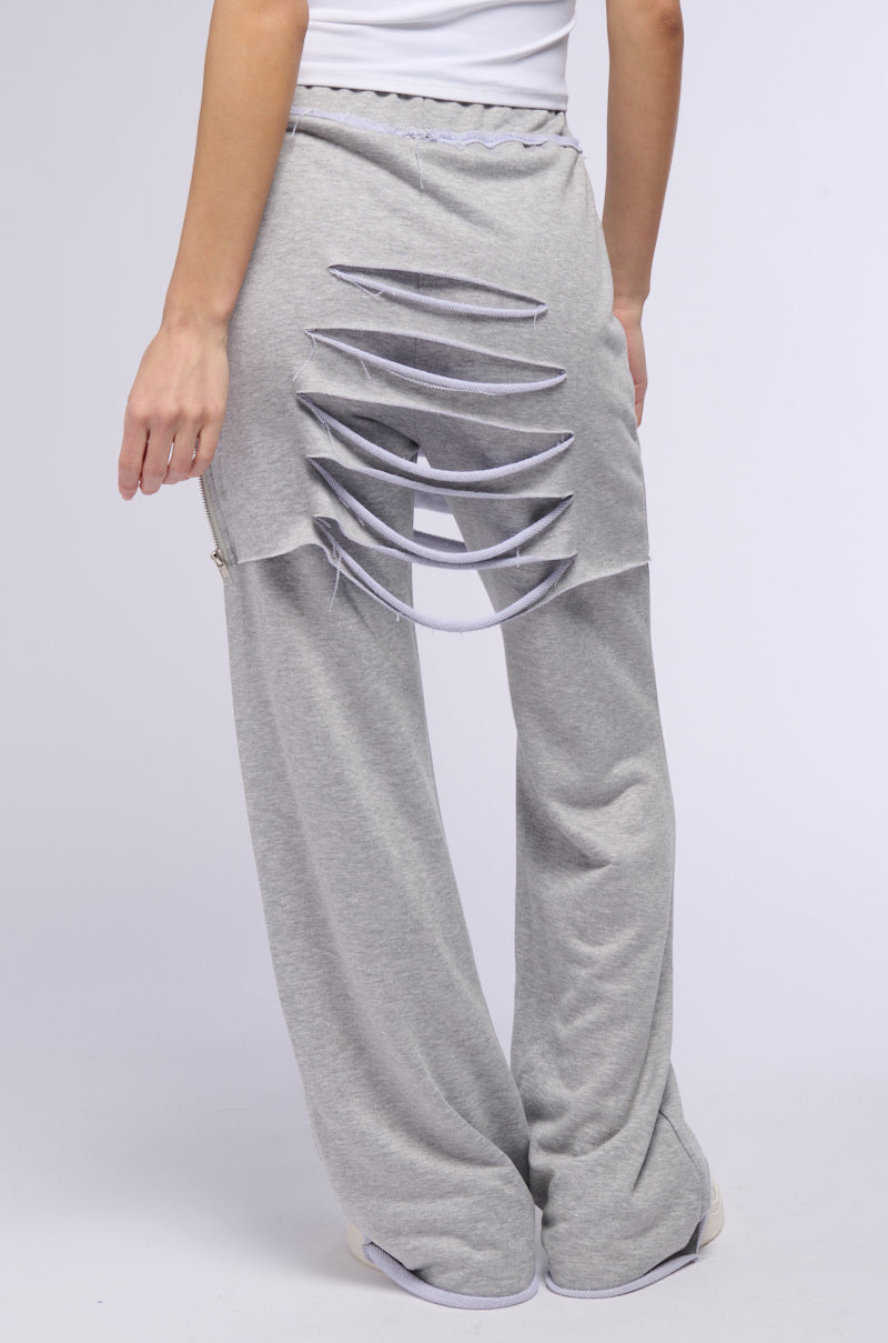 RAIN LAYERED SHREDDED SKIRT OVERLAY SWEATPANT