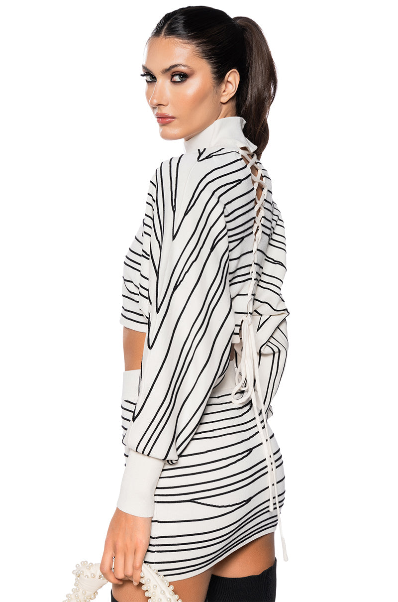 READ BETWEEN THE LINES STRIPED CROPPED SWEATER