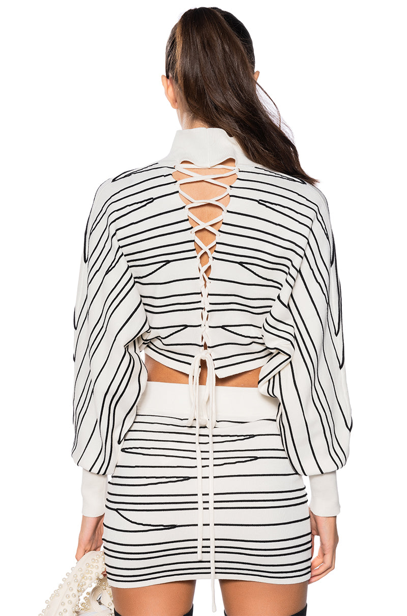 READ BETWEEN THE LINES STRIPED CROPPED SWEATER