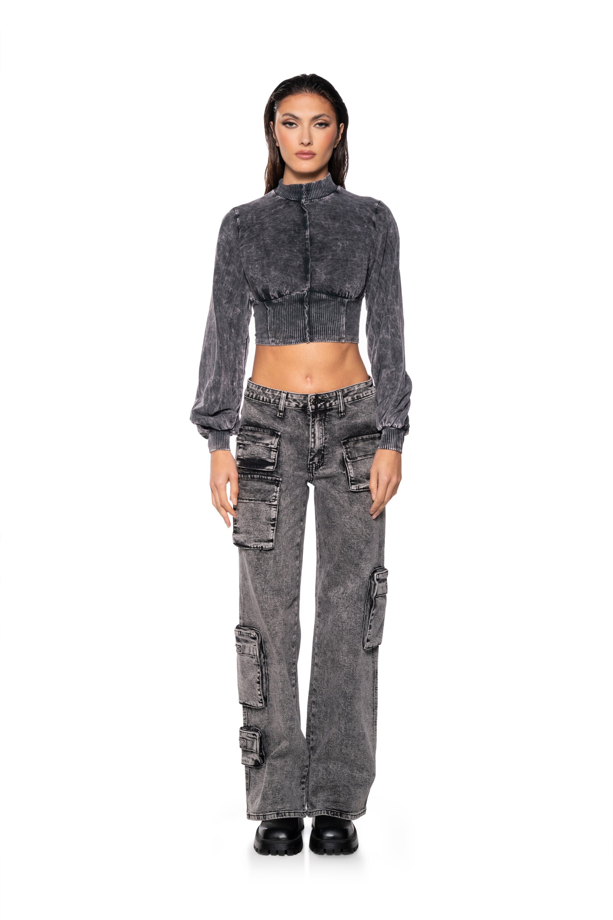 READY FOR ANYTHING CASUAL CORSET LONG SLEEVE TOP