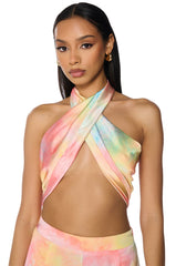 RESORT BADDIE OMBRE PRINT BANDEAU TIE TOP