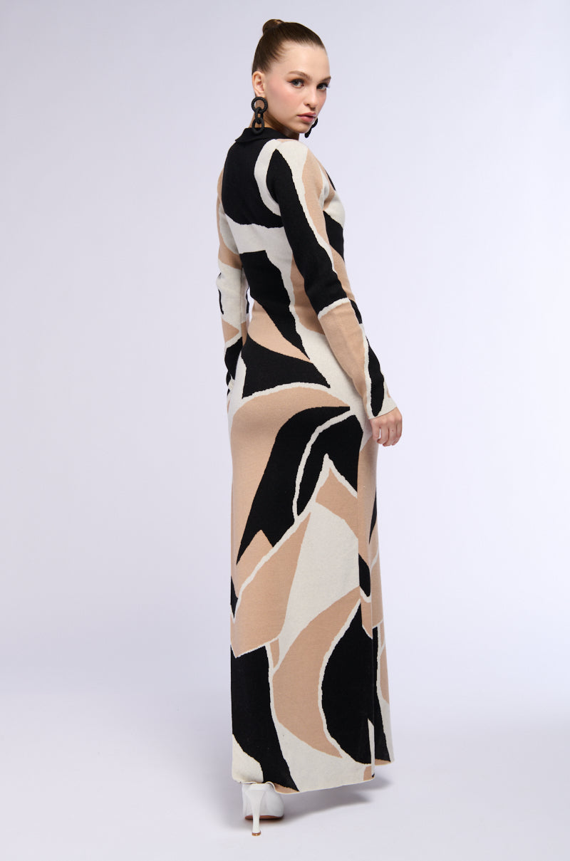 RETRO KNIT COLLARED MINI DRESS