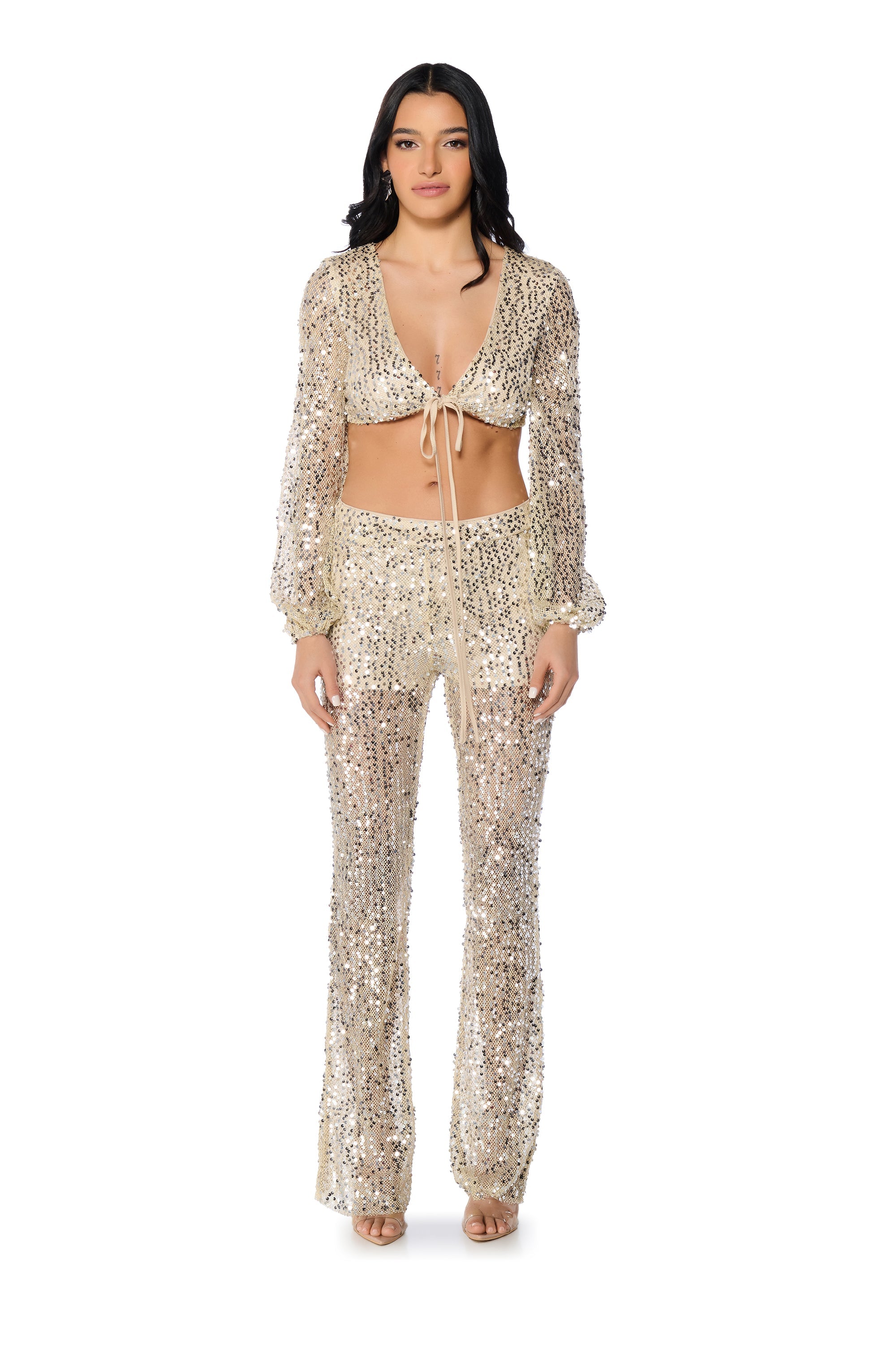 RIGHT DECISION SEQUIN TIE AROUND TOP