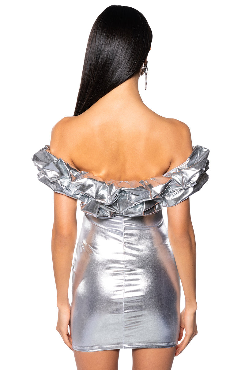 RILEY LACE UP METALLIC MINI DRESS