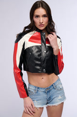 ROCKET RUNNER COLOR BLOCK PU MOTO JACKET