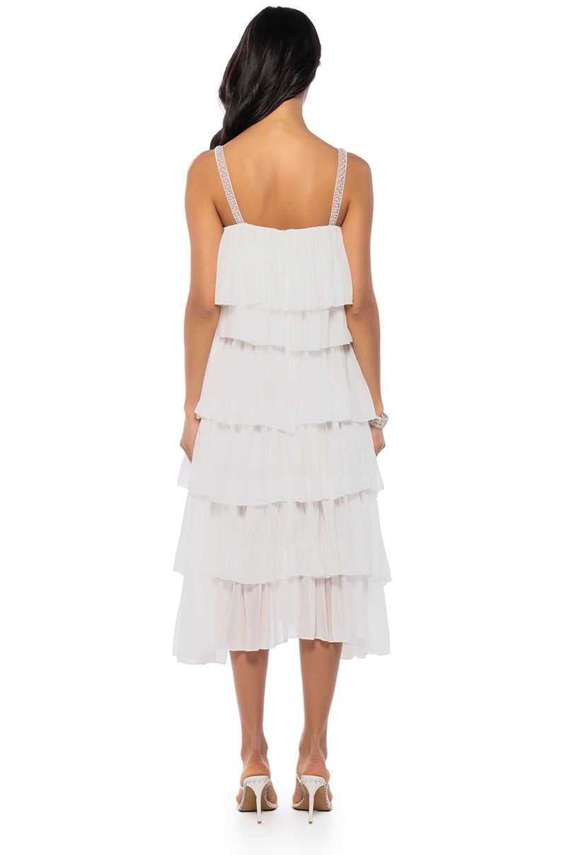 ROSE TIERED SLEEVELESS MAXI DRESS IN WHITE