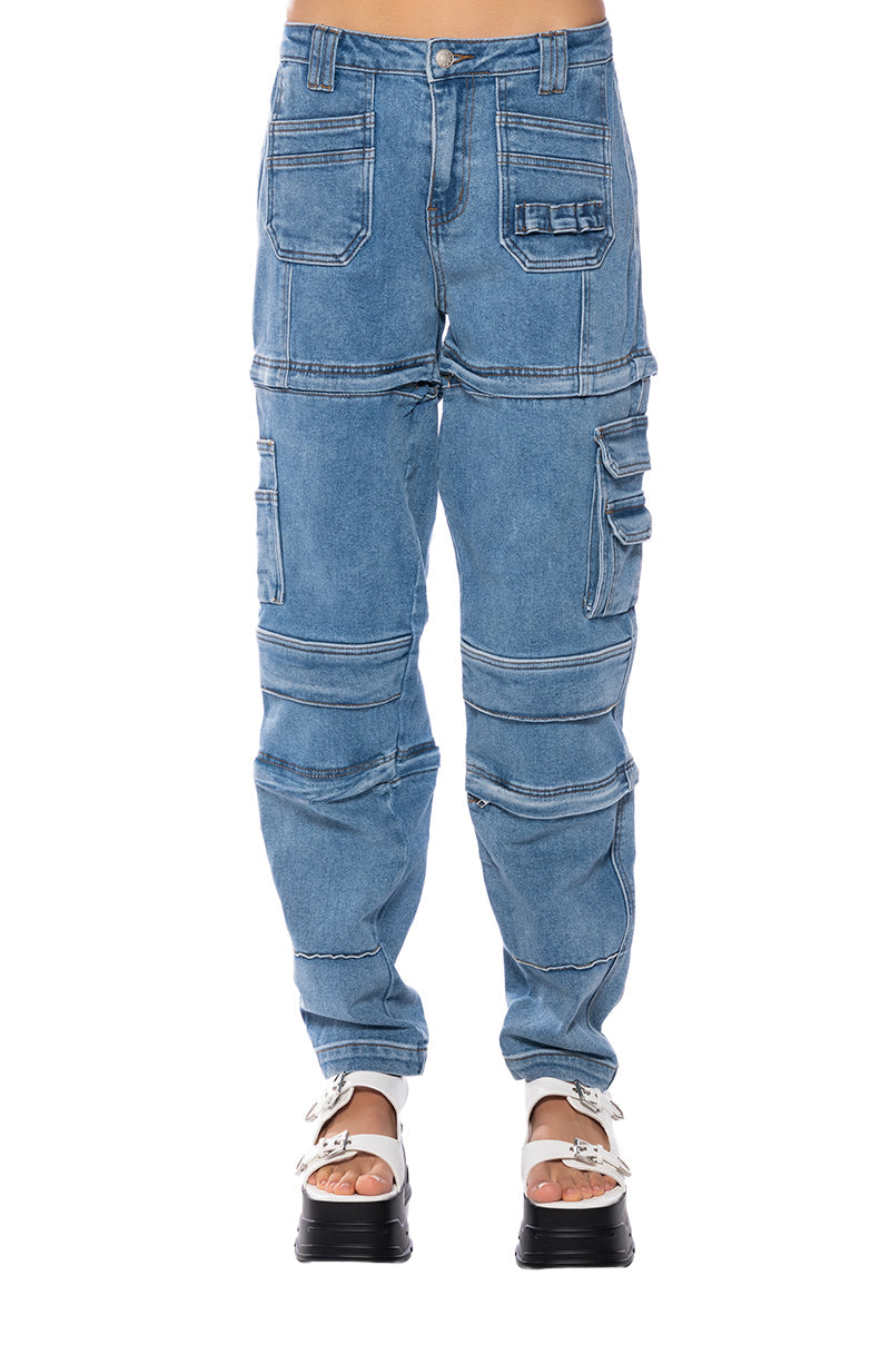 RYLEE UTILITY THREE IN ONE ZIP OFF JEANS