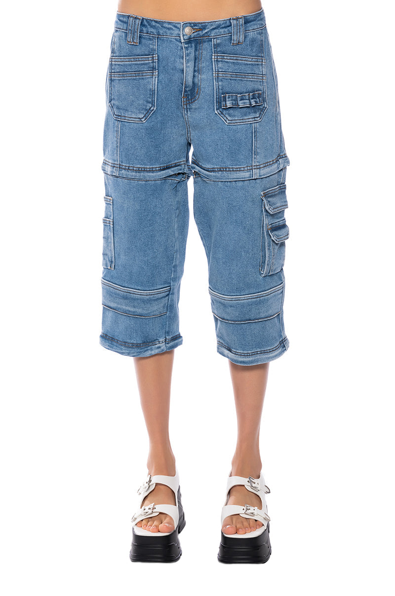 RYLEE UTILITY THREE IN ONE ZIP OFF JEANS