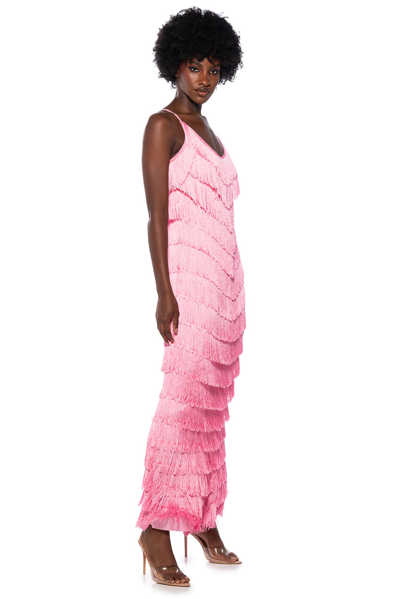 SAMBA STYLE FRINGE MAXI DRESS