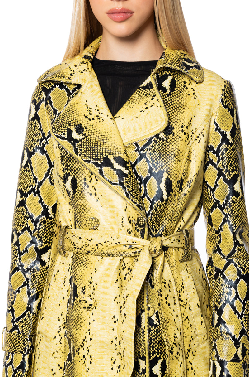 SANDO SNAKE PLEATHER TRENCH COAT