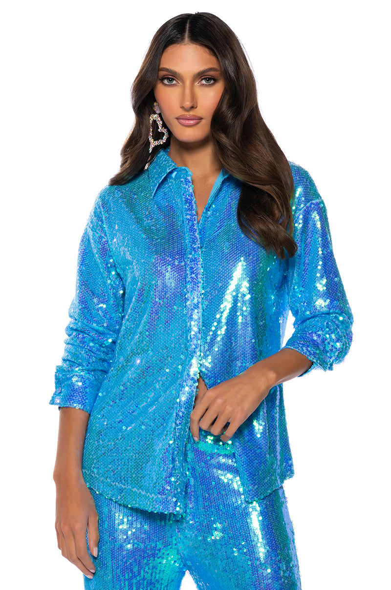 SAPPHIRE DREAMING SEQUIN SHIRT