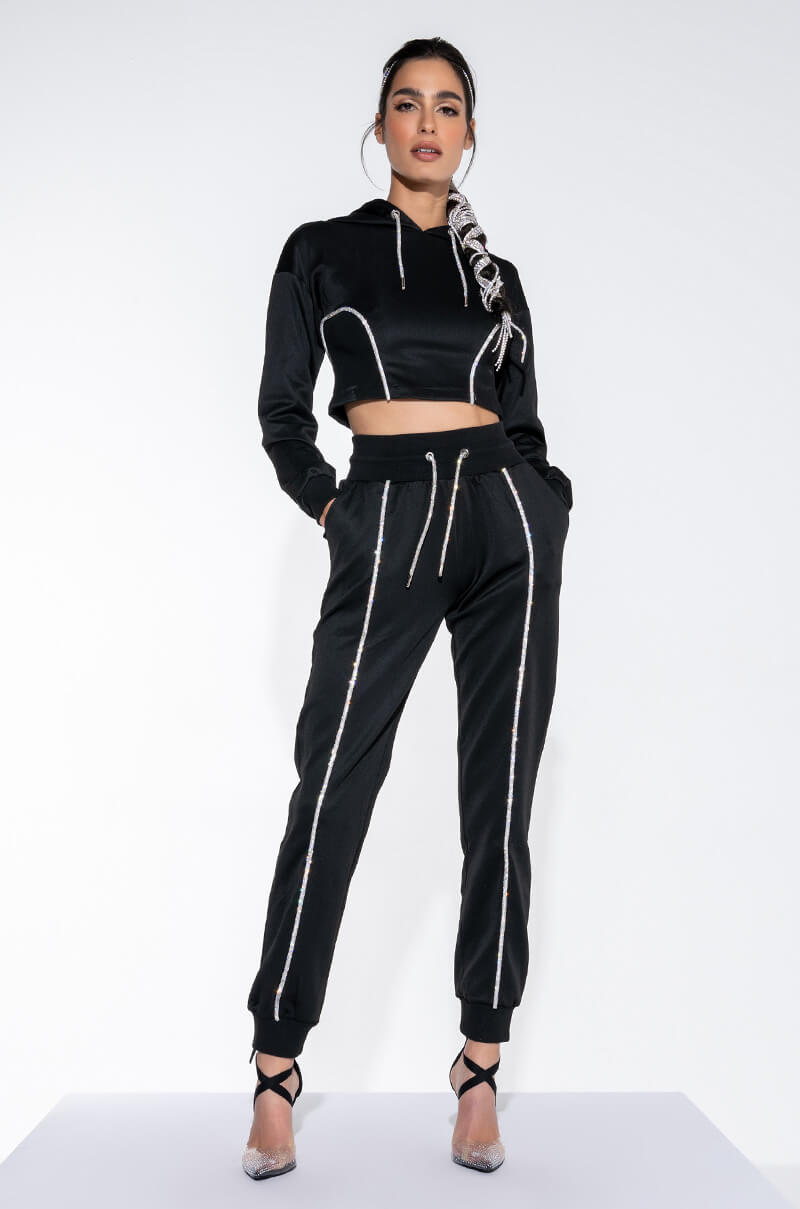 SHAPE OF YOU RHINESTONE ROPE HOODIE