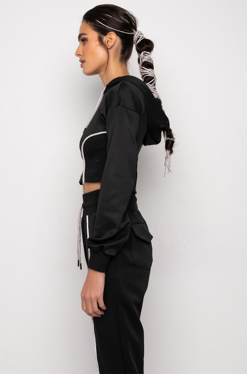 SHAPE OF YOU RHINESTONE ROPE HOODIE