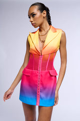 SHERBERT OMBRE MESH CORSET SLEEVELESS BLAZER DRESS