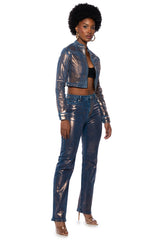 SHOW TIME METALLIC STRAIGHT LEG JEANS