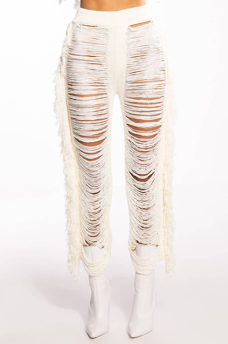 SUMMER FOREVER SHREDDED KNIT PANTS