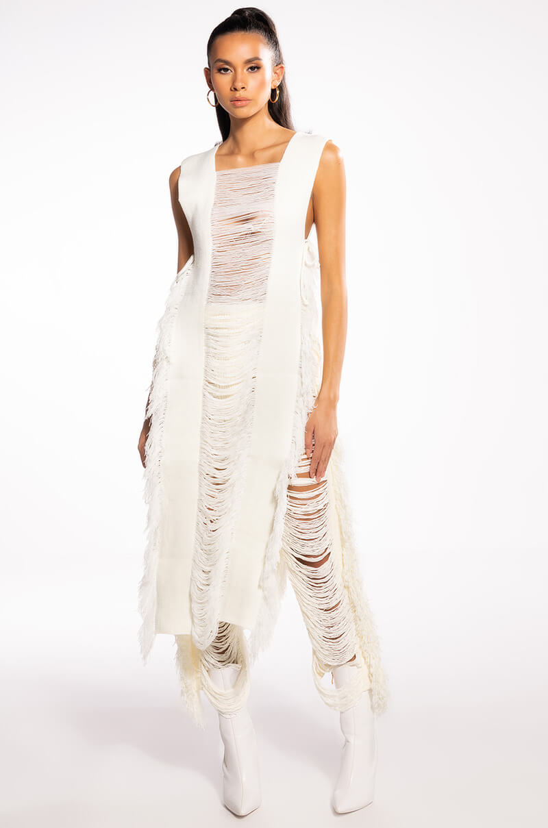 SUMMER FOREVER SHREDDED KNIT PANTS