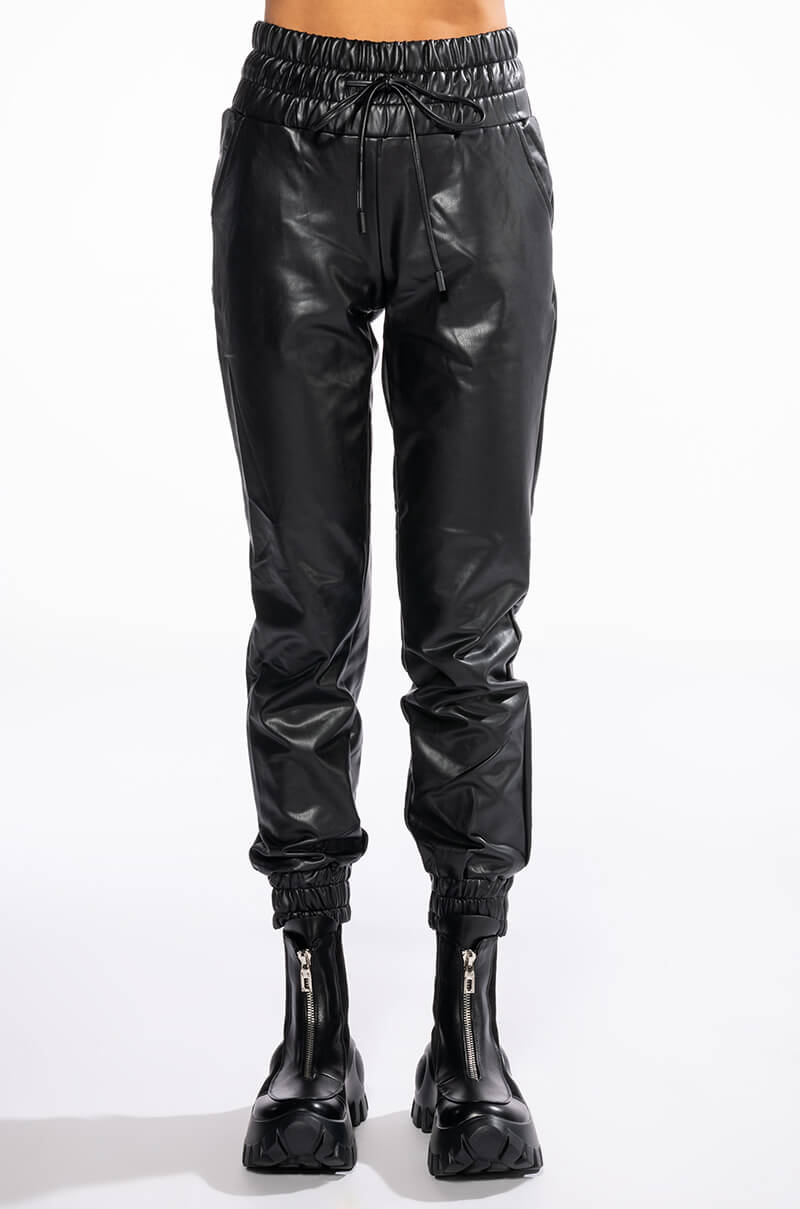 SLIM THICC FAUX LEATHER JOGGER