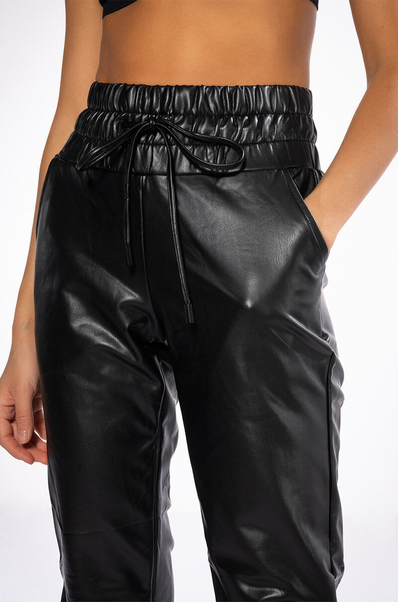 SLIM THICC FAUX LEATHER JOGGER