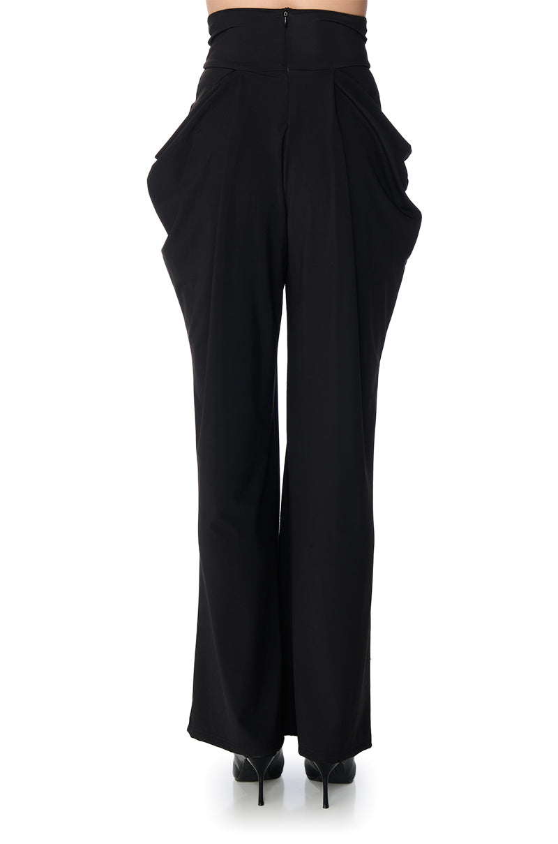 SLINKY HIGH WAIST WIDE LEG STRETCH TROUSER