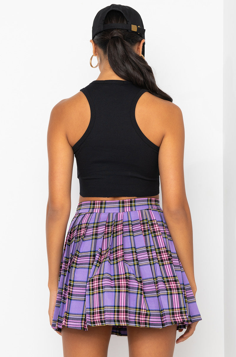 SMILEY FACE CROPPED RIB TANK