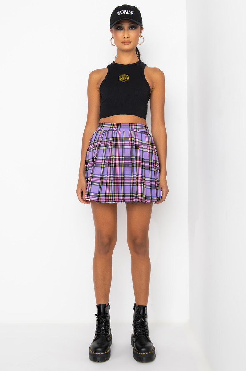 SMILEY FACE CROPPED RIB TANK