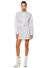 BRIELLE CINCHED POPLIN MINI DRESS