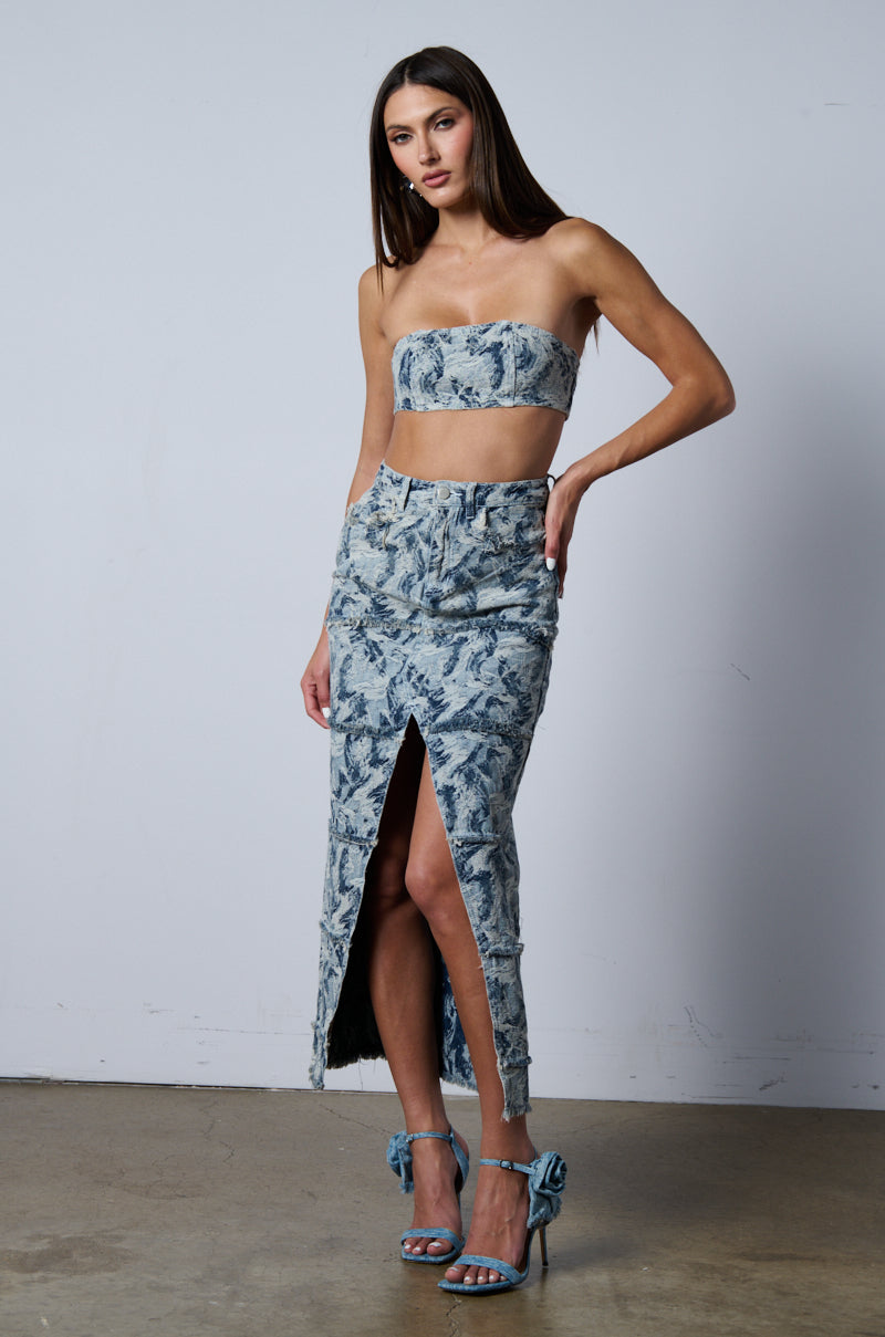 SOLEIL DISTRESSED DENIM BANDEAU