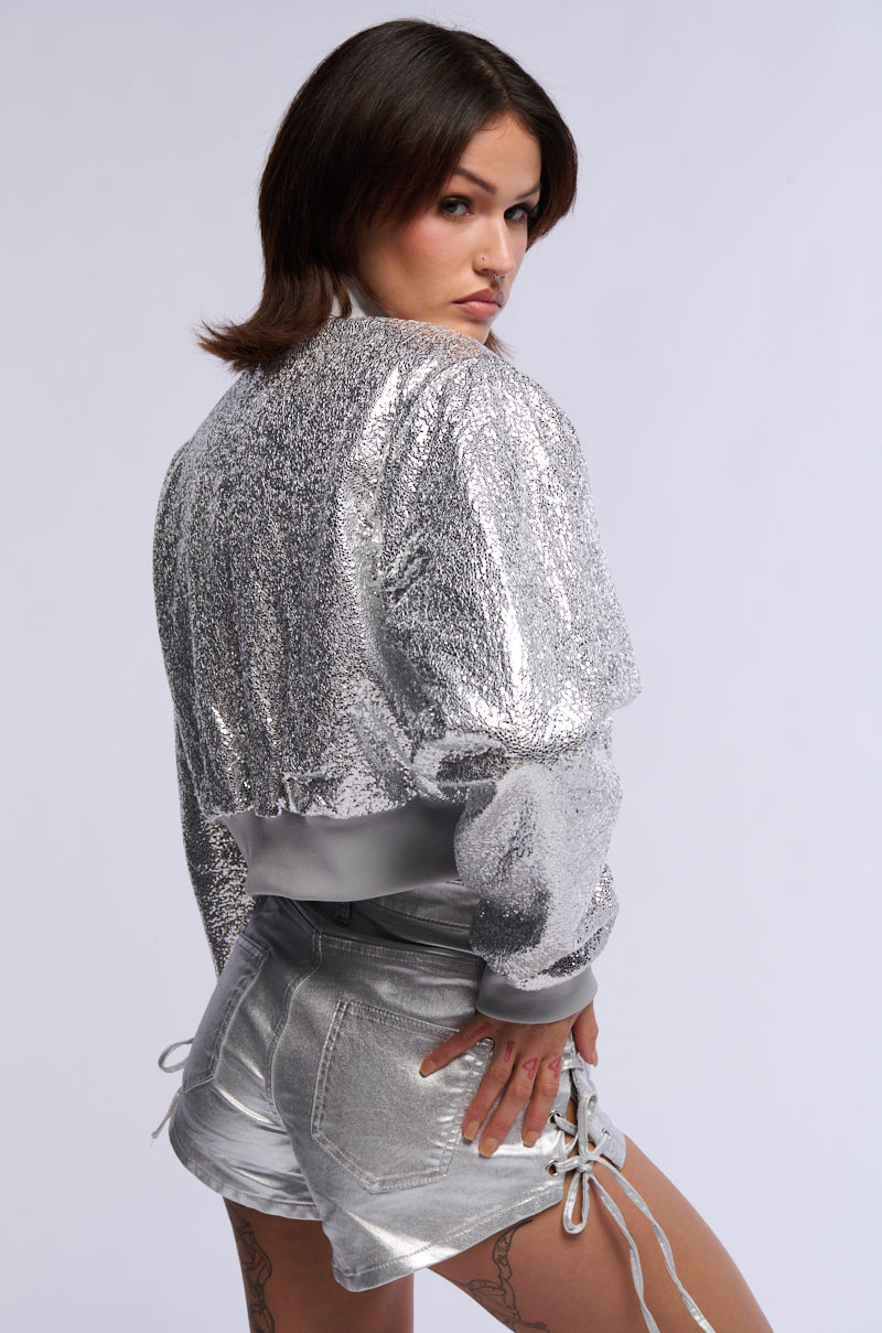 SPECIAL EDITION SILVER TEXTURED BOMBER