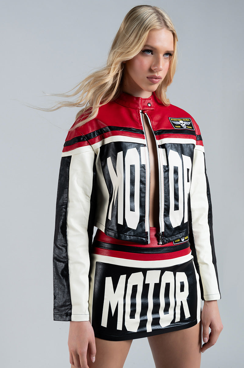 SPEED UP MOTOR FAUX LEATHER JACKET
