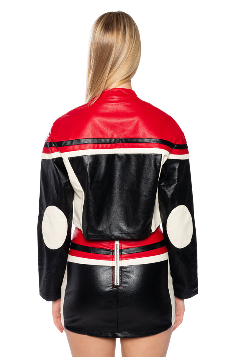 SPEED UP MOTOR FAUX LEATHER JACKET