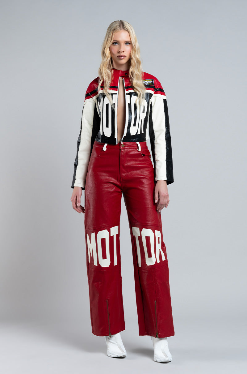 SPEED UP MOTOR FAUX LEATHER PANT