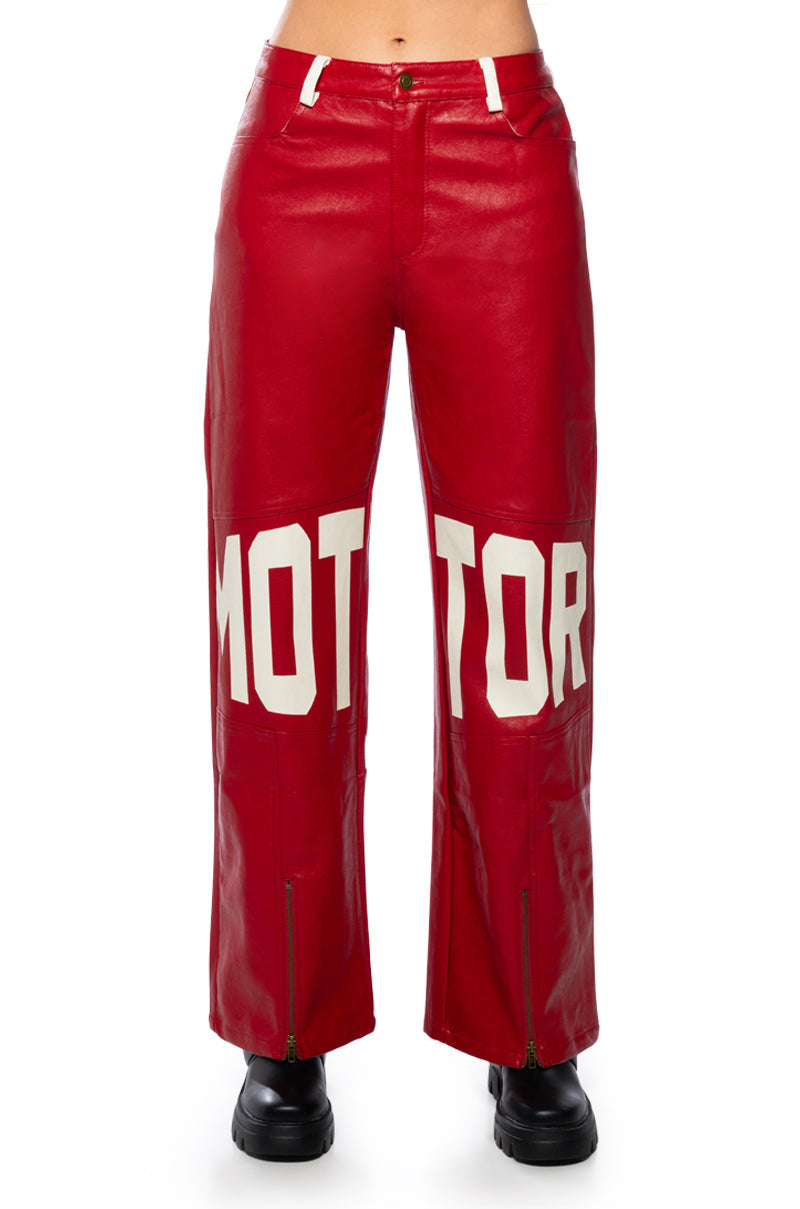 SPEED UP MOTOR FAUX LEATHER PANT