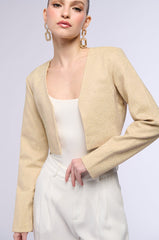 STARTING SOMETHING RHINESTONE NET OPEN FRONT CROPPED JACKET