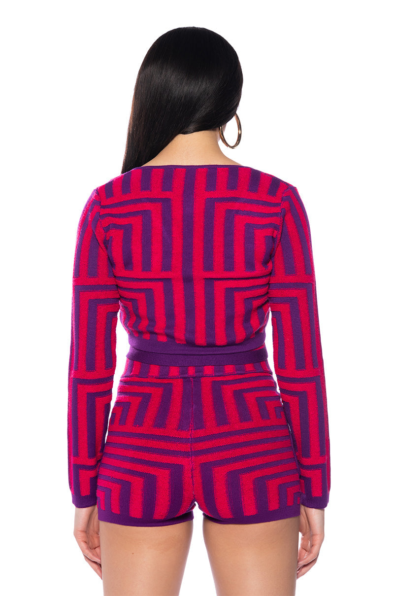 STELLA MAGENTA TIE FRONT CARDIGAN