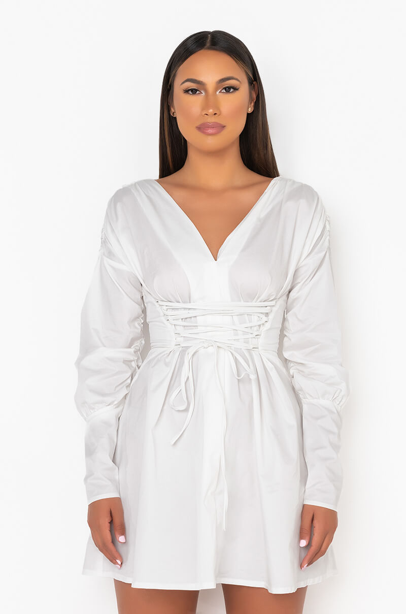 STICK WITH ME MINI DRESS WITH LACE UP