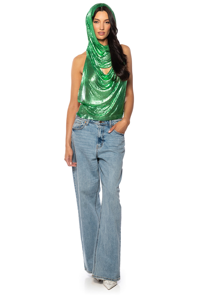 SUNNA METAL CHAIN TOP WITH A HOOD