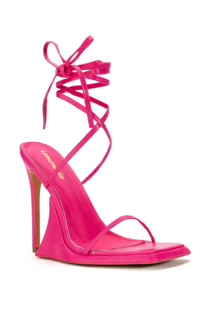SUPERLIT STILETTO SANDAL WITH TIE UP IN PINK